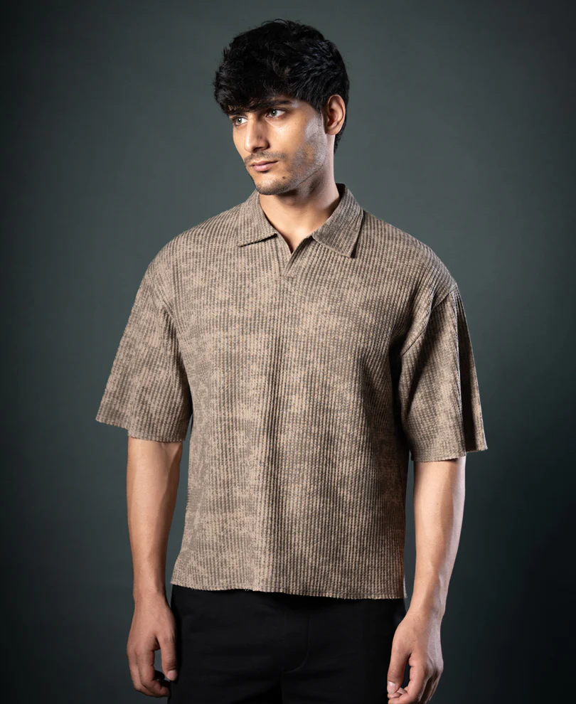 Dark Beige Printed Boxy T-Shirt - Image 2