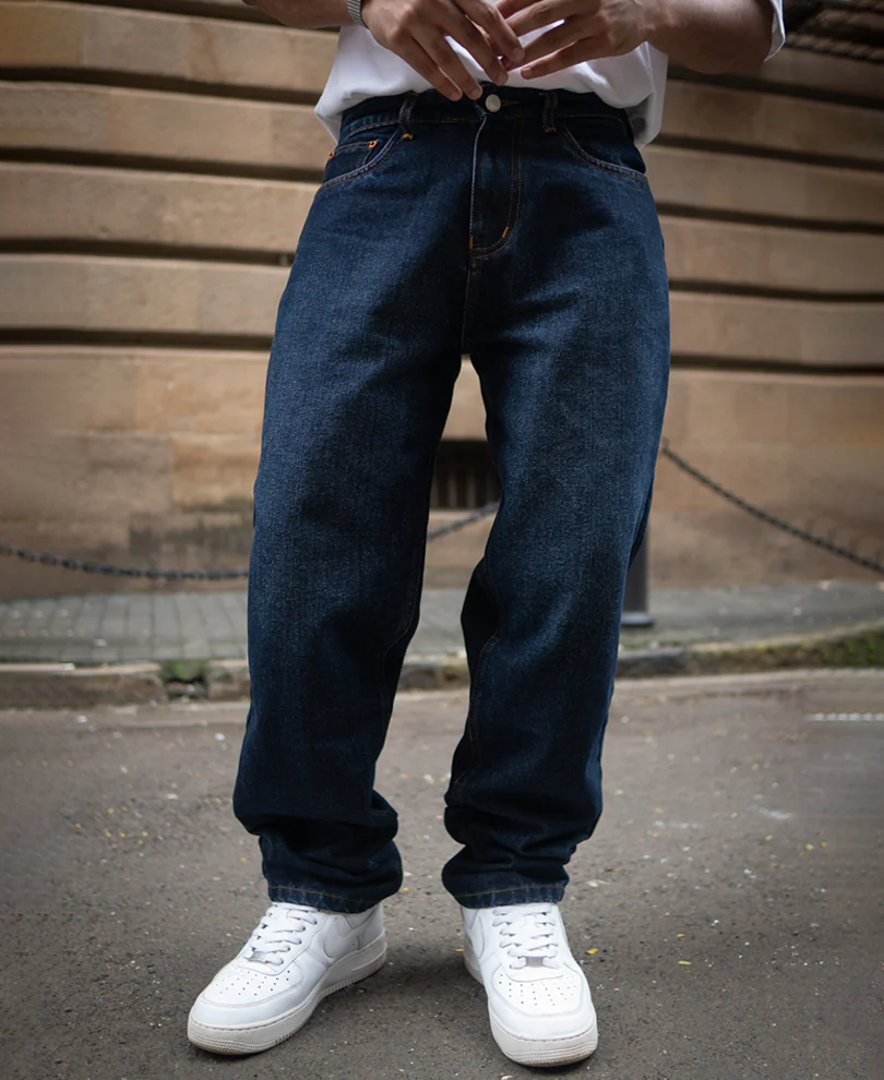 Dark Blue Baggy Fit Denim Jeans - Image 2