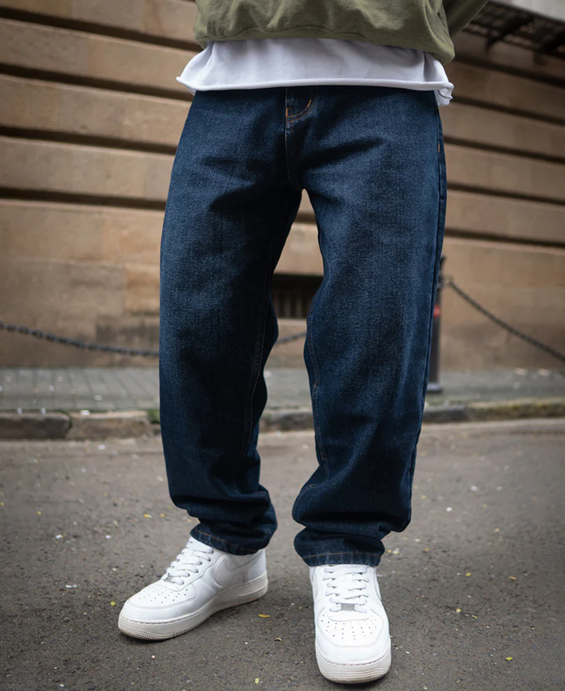 Dark Blue Baggy Fit Denim Jeans - Image 4