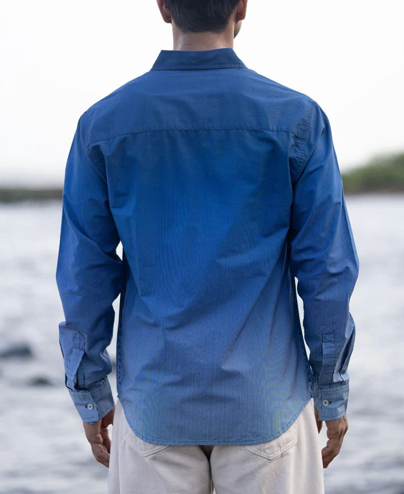 Dark Blue Ombre Stripe Shirt - Image 6
