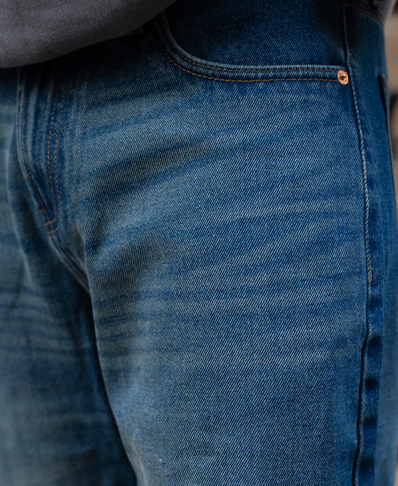 Dark Blue Washed Baggy Fit Jeans - Image 5