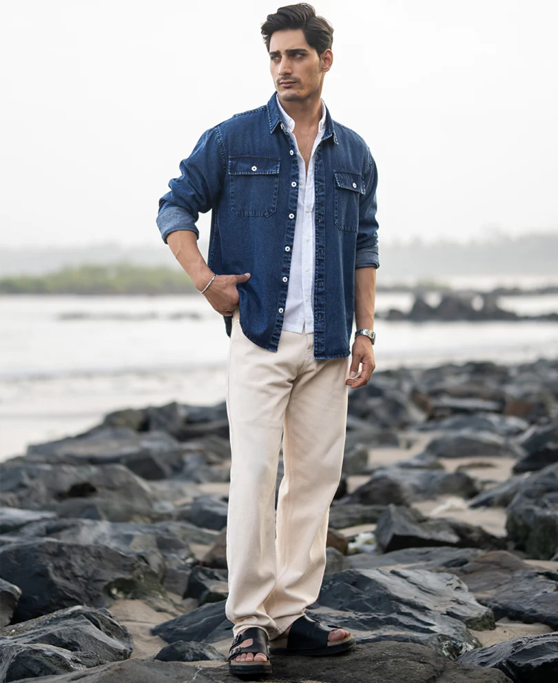 Dark Blue Washed Denim Full Sleeves Shirt - Image 7