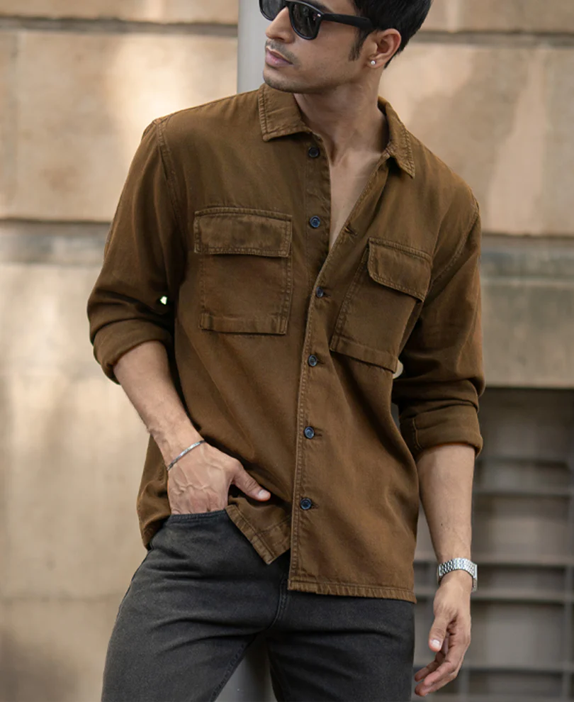 Dark Brown Denim Overshirt - Image 3