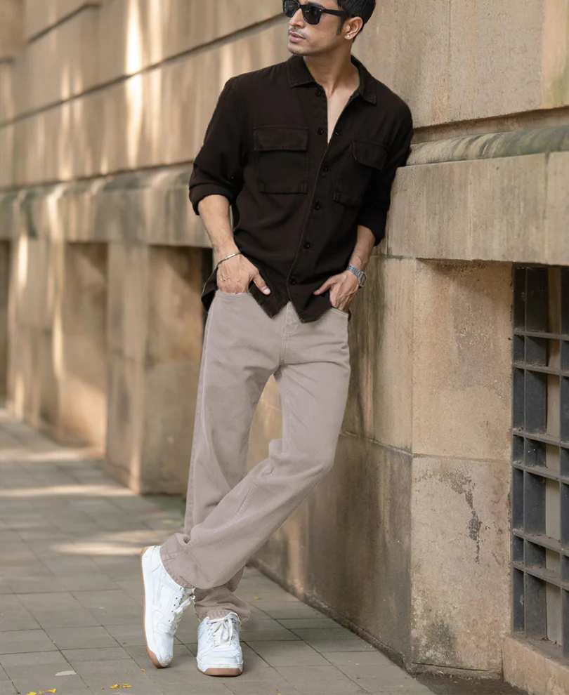 Dark Brown Double Pockets Denim Overshirt - Image 6