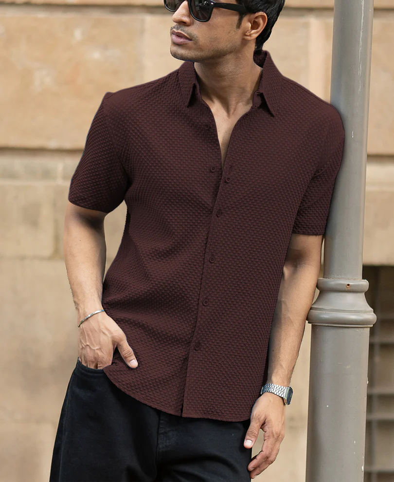Dark Brown Structured Shirt - Image 2