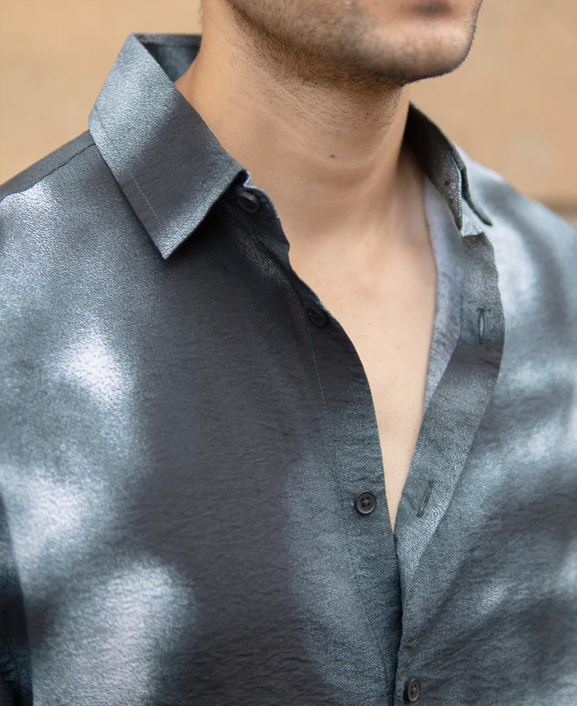 Dark Green Spray Print Shirt - Image 3