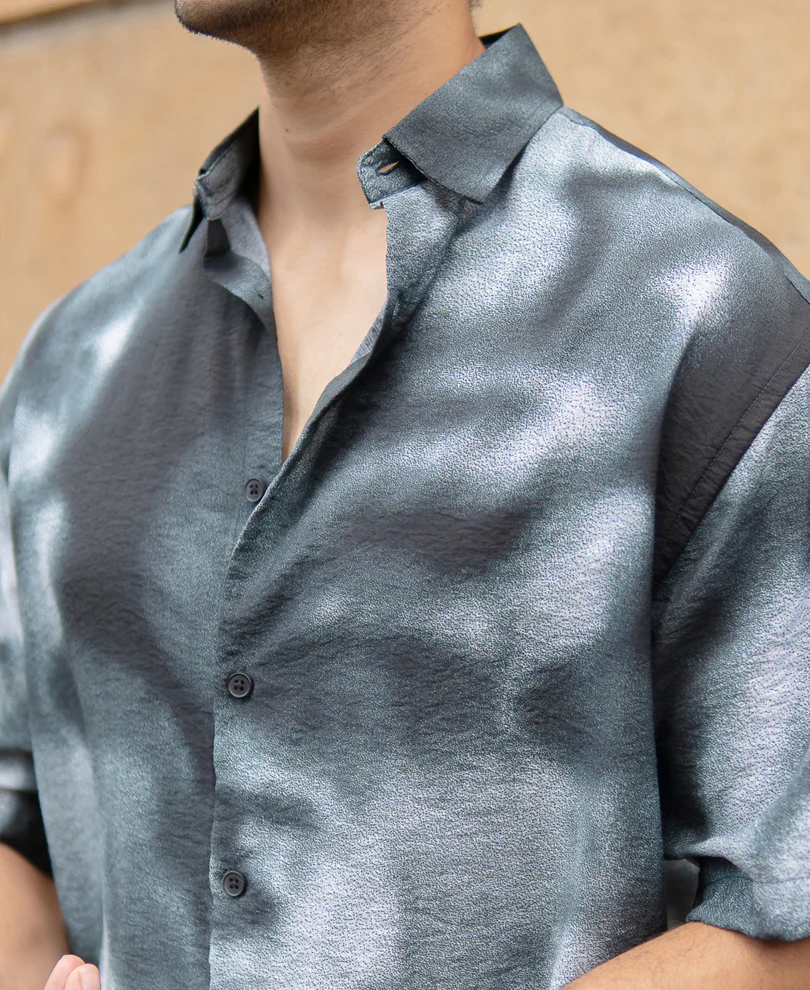 Dark Green Spray Print Shirt - Image 4