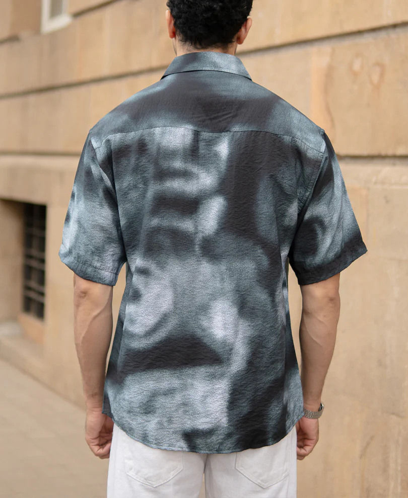 Dark Green Spray Print Shirt - Image 5