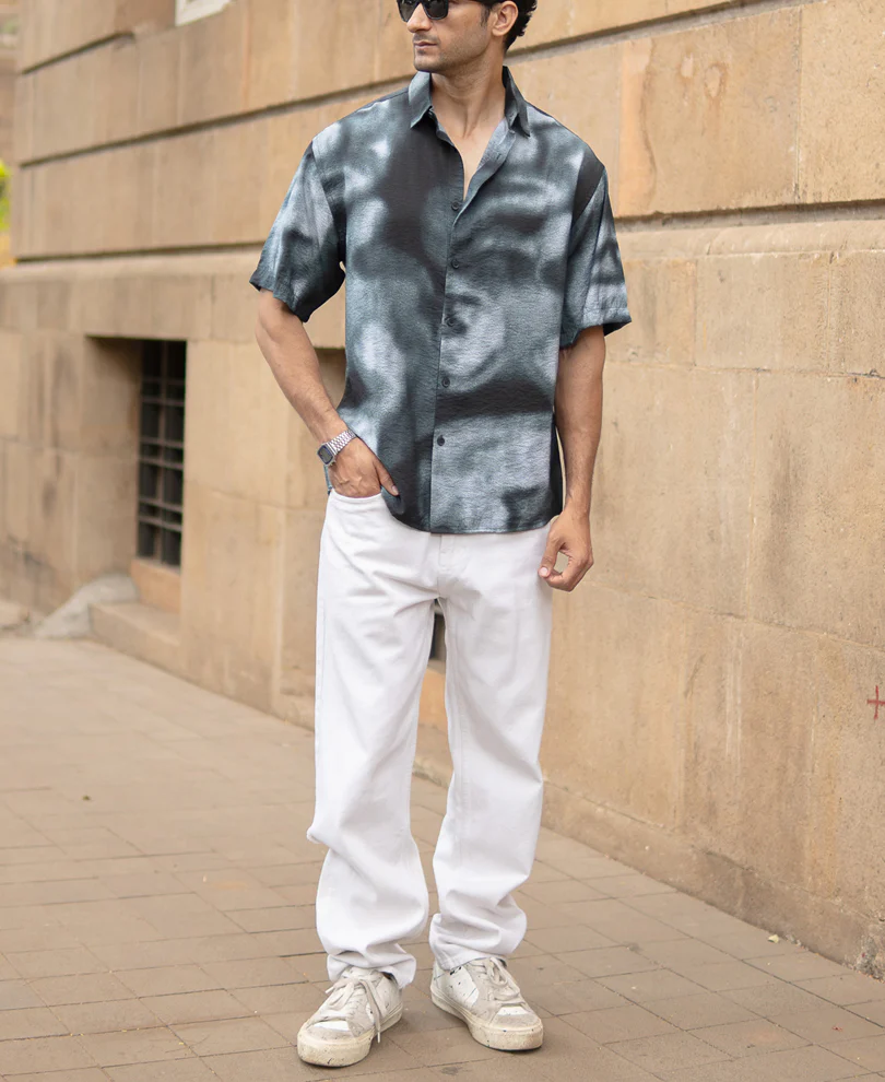 Dark Green Spray Print Shirt - Image 6