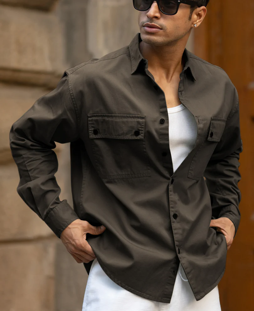 Dark Grey Double Pocket Lightweight Shirt
