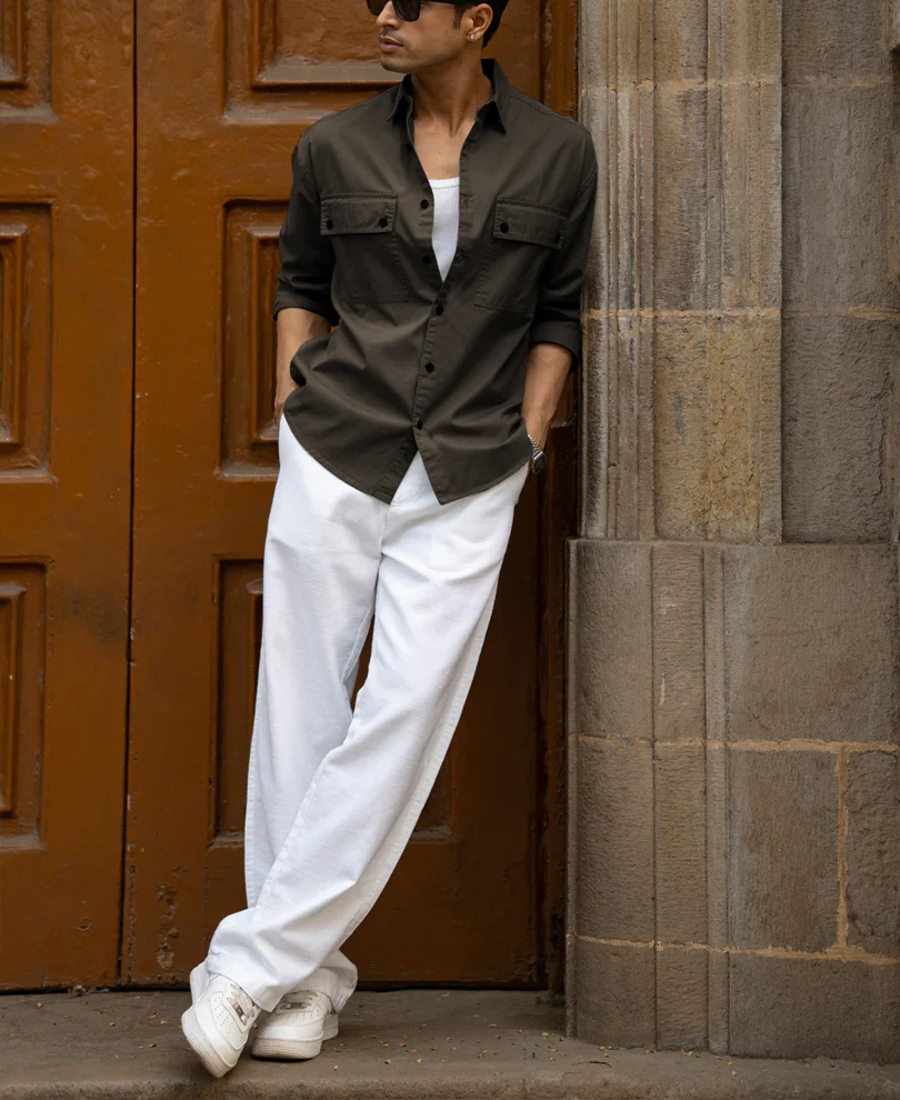 Dark Grey Double Pocket Lightweight Shirt - Image 5