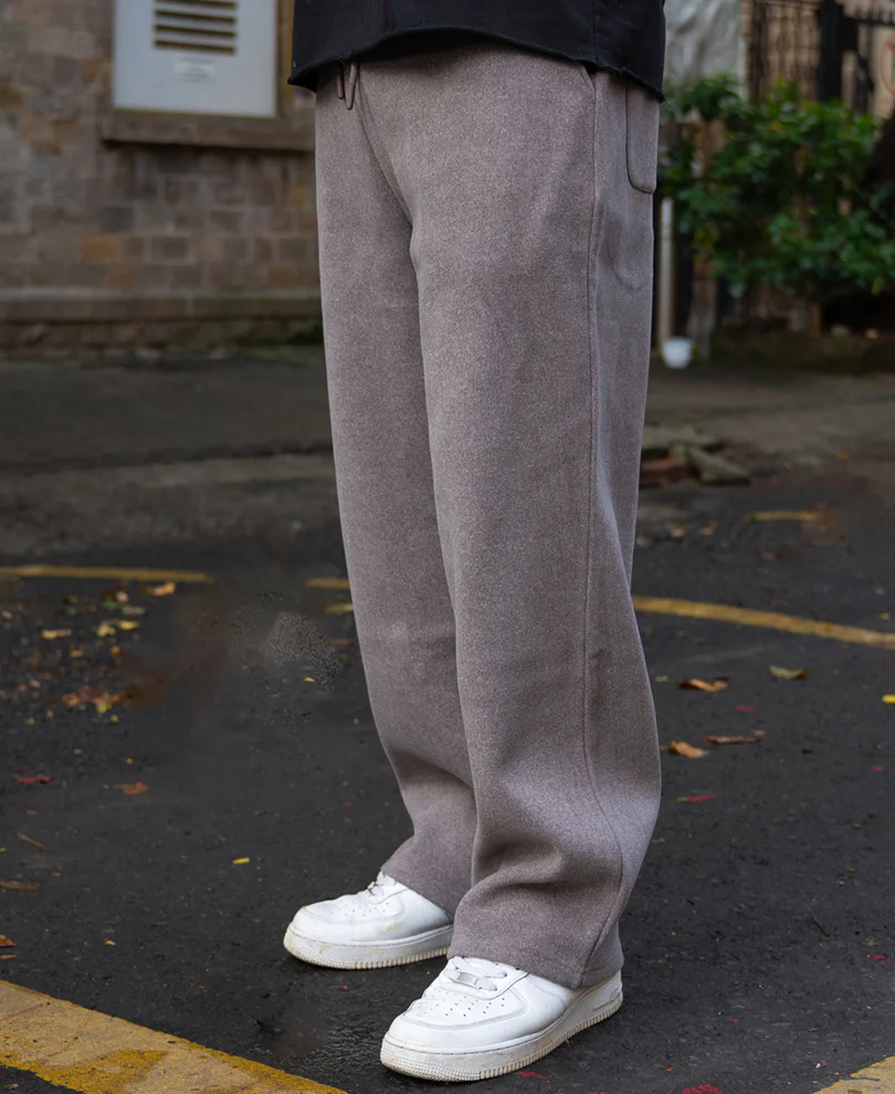 Brown Melange Baggy Trackpants - Image 3