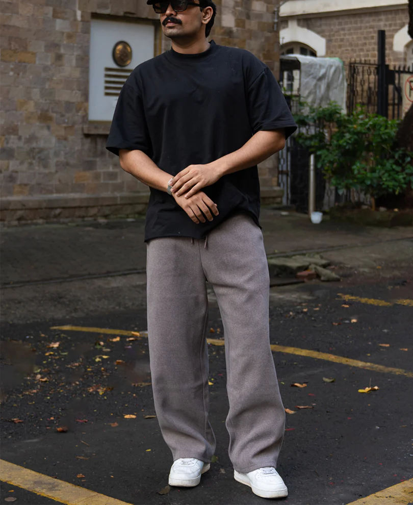 Brown Melange Baggy Trackpants - Image 6