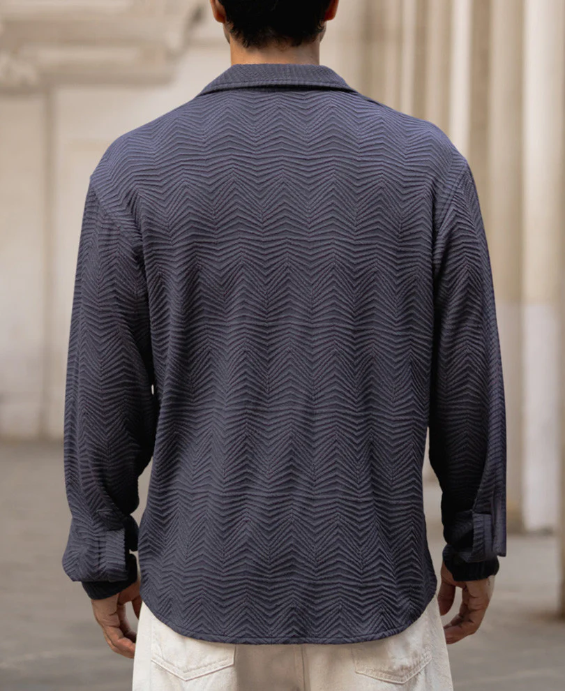 Dark Grey Structured Regular Fit Full Sleeves Shirt - Image 3