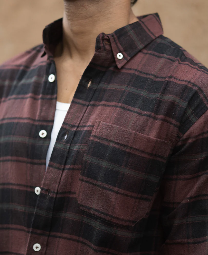 Burnt Brick Lightweight Checks Shirt - Image 4