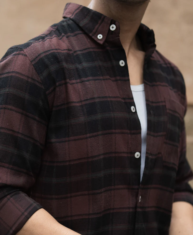 Burnt Brick Lightweight Checks Shirt - Image 5