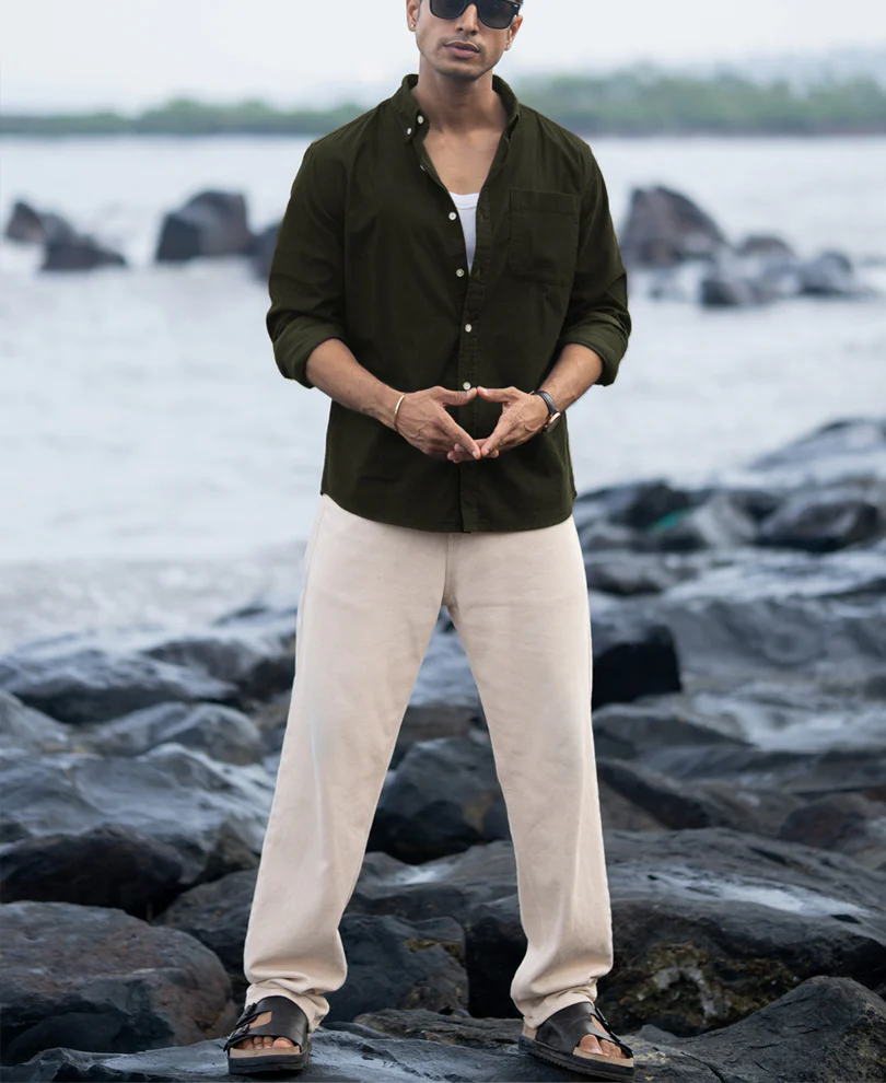 Dark Olive Corduroy Buttondown Shirt - Image 6