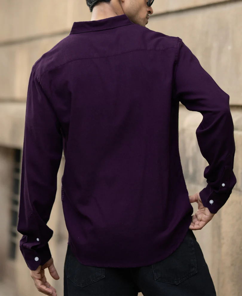 Dark Purple Linen Blend Shirt - Image 6