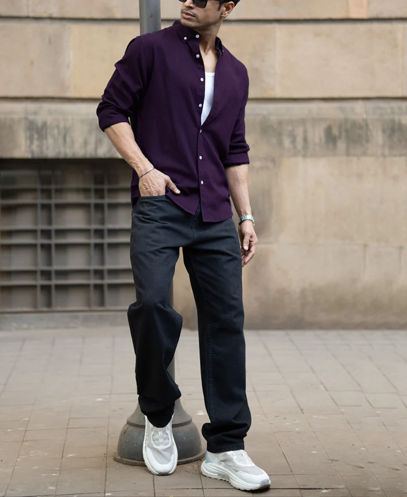 Dark Purple Linen Blend Shirt - Image 7