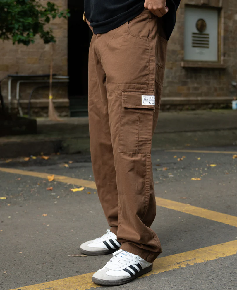 Dark Tan Cotton Baggy Cargo Pant - Image 2