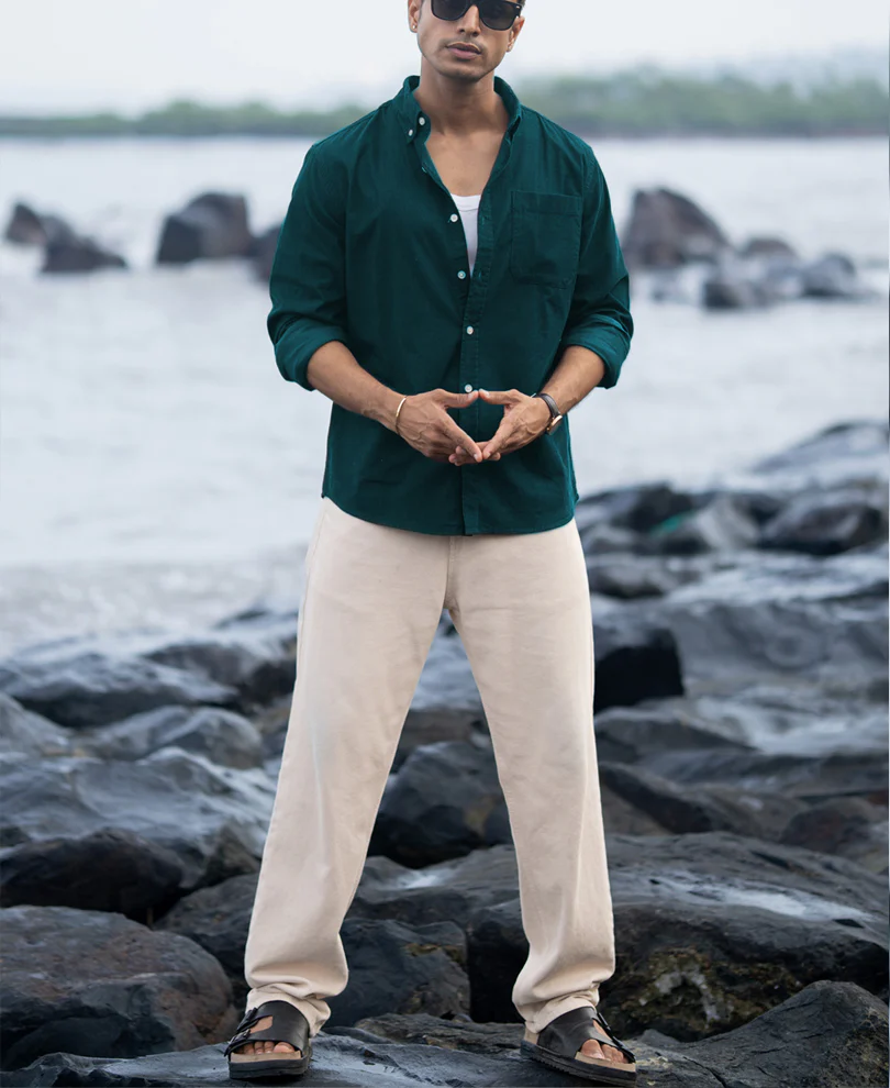 Dark Teal Corduroy Buttondown Shirt - Image 6