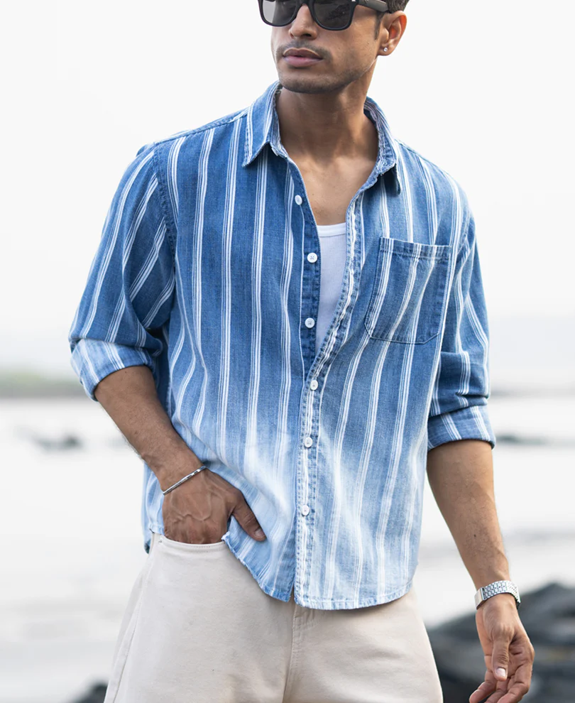 Denim Stripe Ombre Shirt - Image 2
