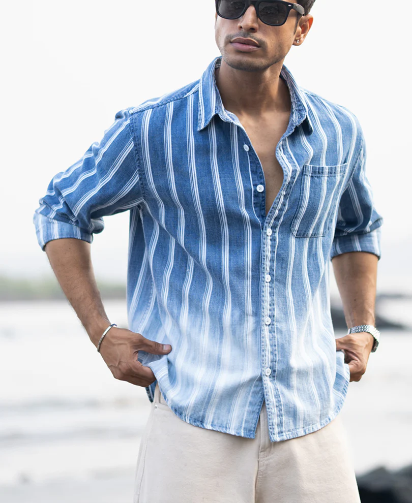 Denim Stripe Ombre Shirt - Image 3