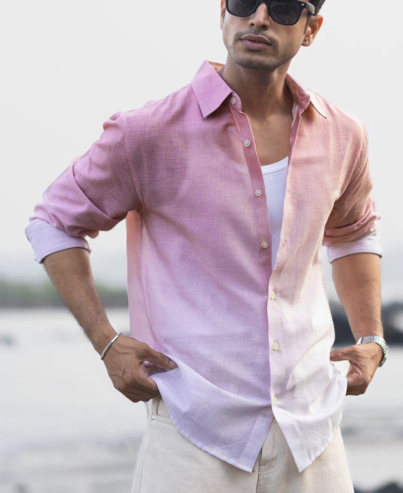 Dusty Pink Lightweight Ombre Shirt - Image 2