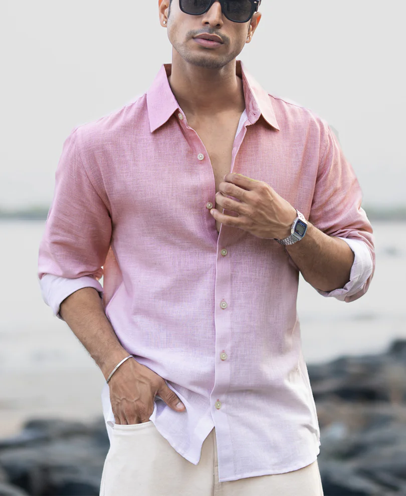 Dusty Pink Lightweight Ombre Shirt - Image 3
