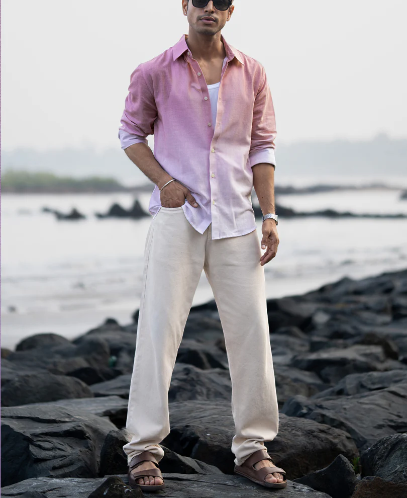 Dusty Pink Lightweight Ombre Shirt - Image 7