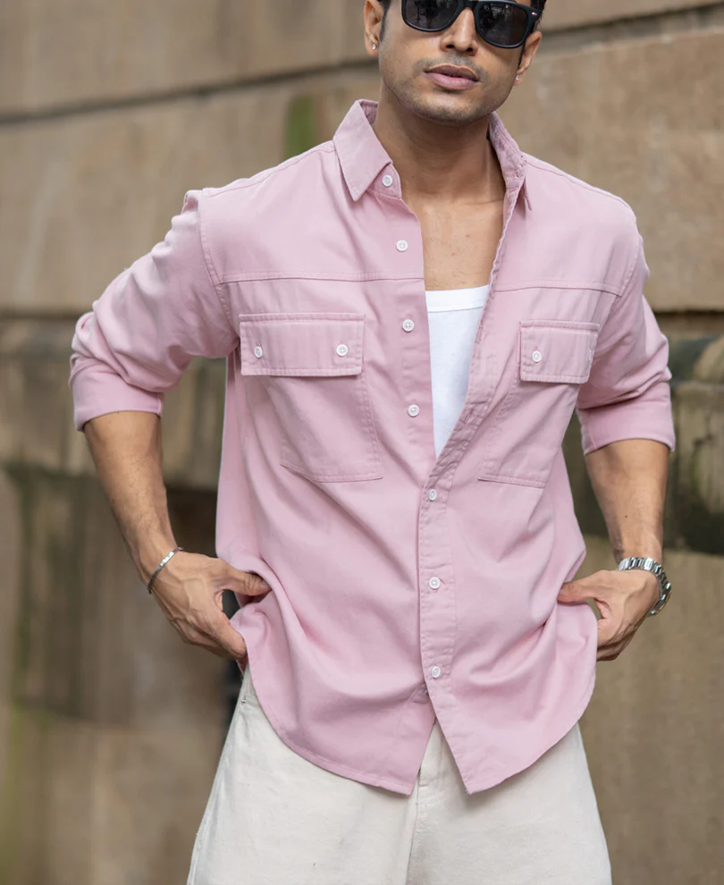 Dusty Pink Structured Overshirt - Image 2