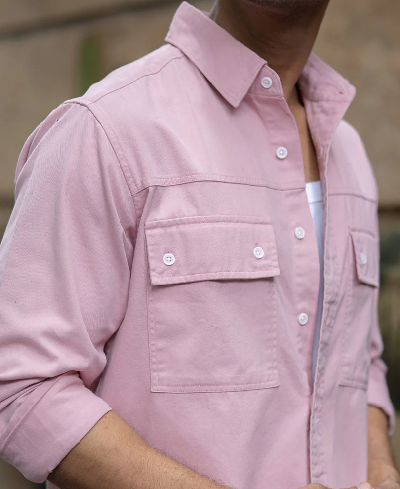 Dusty Pink Structured Overshirt - Image 4