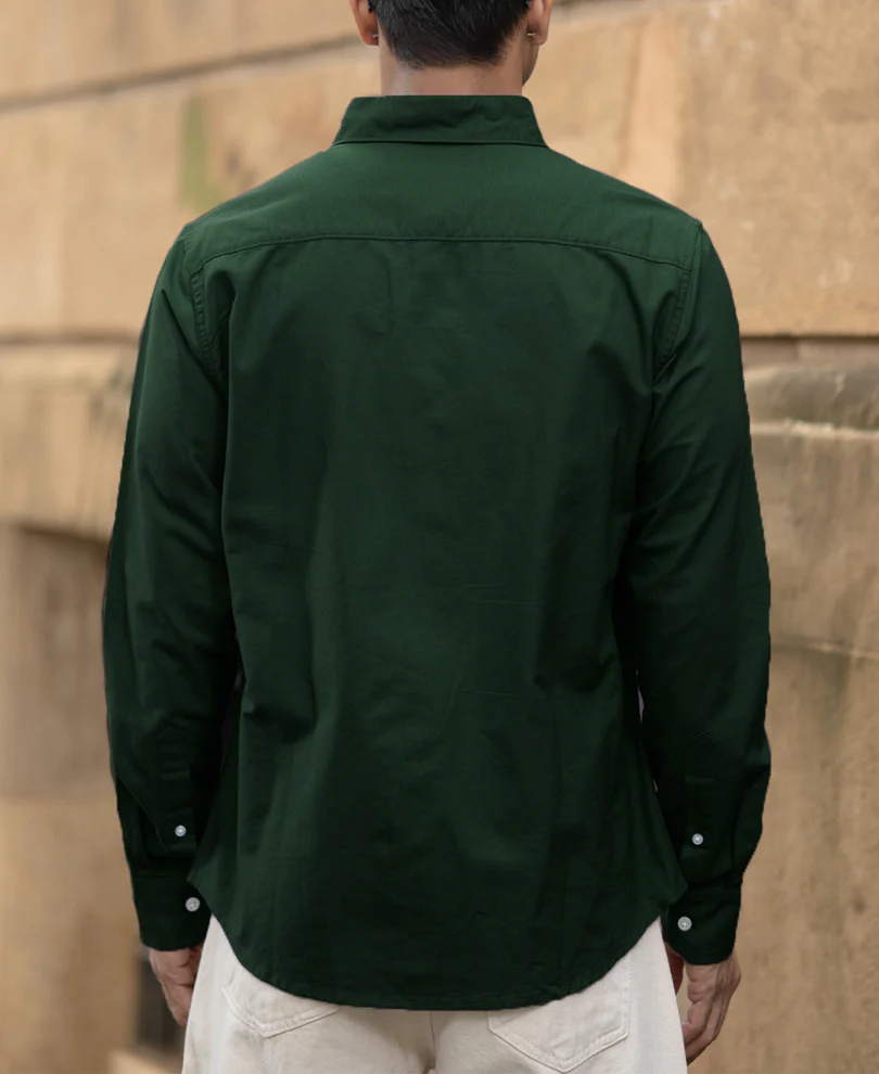 Emerald Green Cotton Oxford Shirt - Image 6