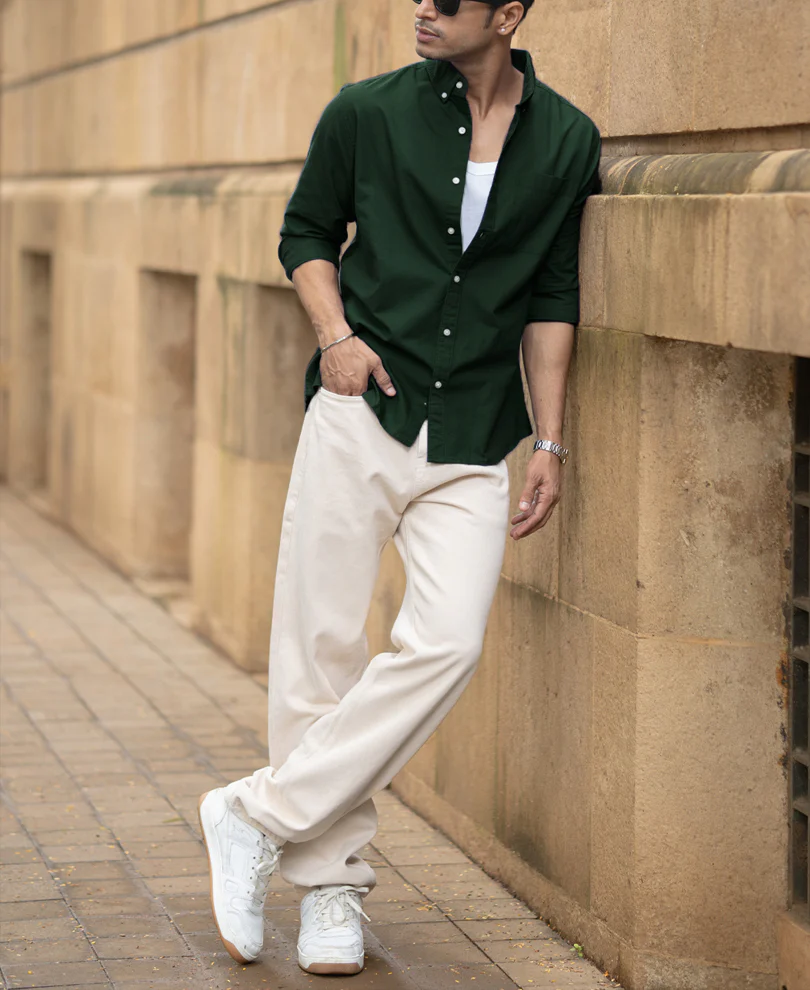 Emerald Green Cotton Oxford Shirt - Image 7