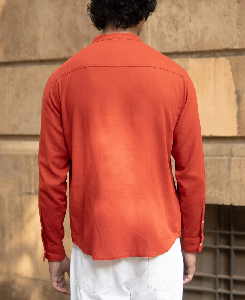 Fiery Red Lightweight Full Sleeves Shirt - Image 2