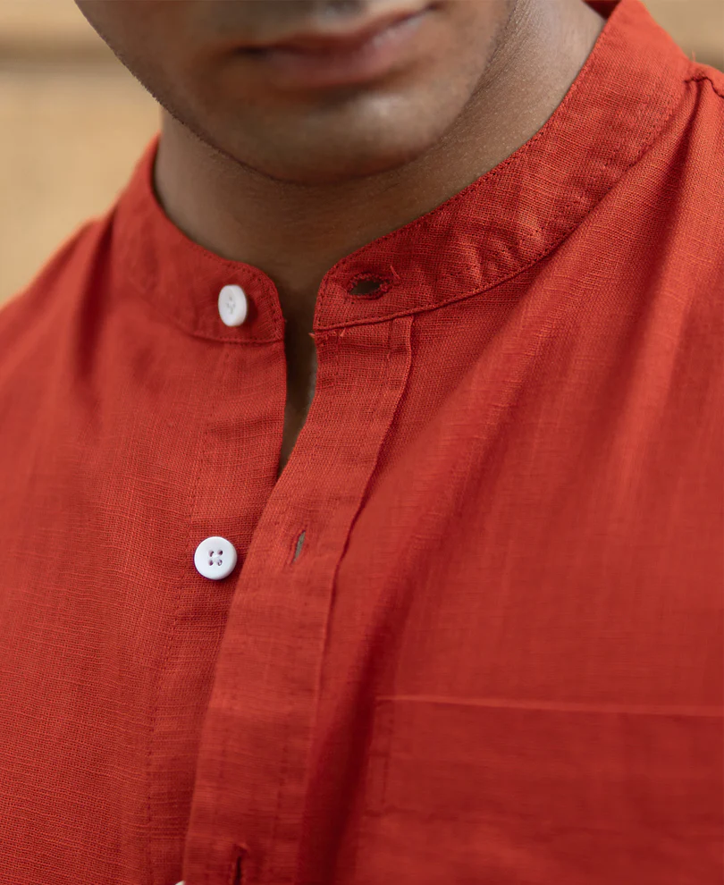 Fiery Red Lightweight Full Sleeves Shirt - Image 4