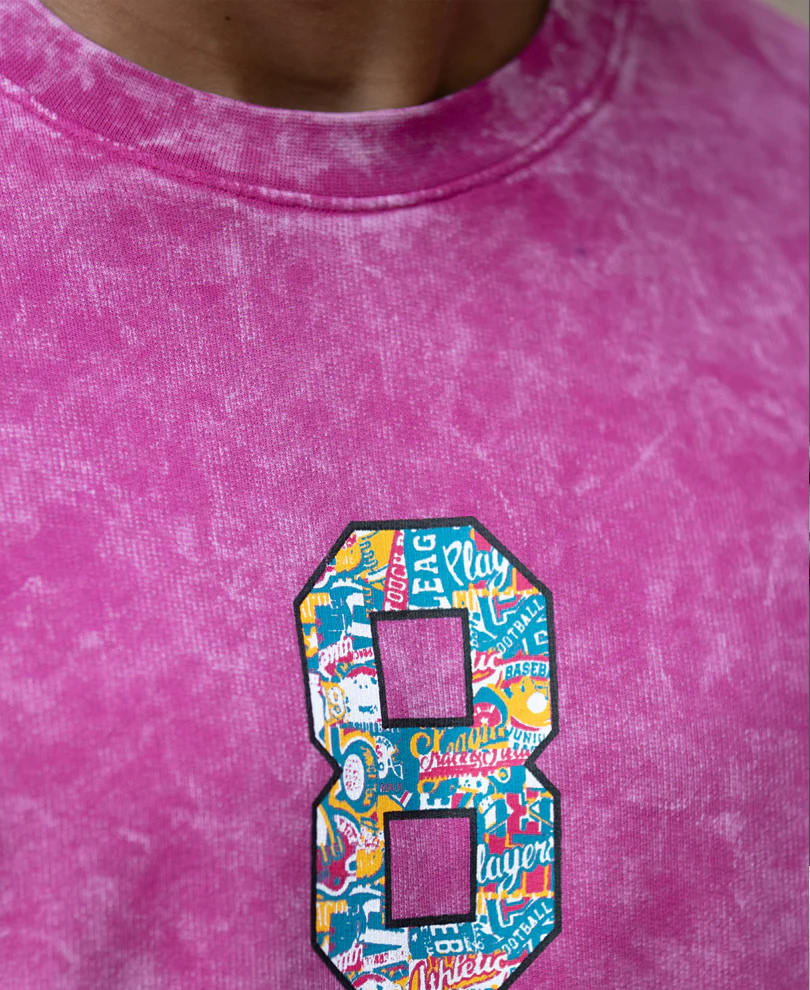 Fuchsia Pink Washed T-Shirt - Image 4