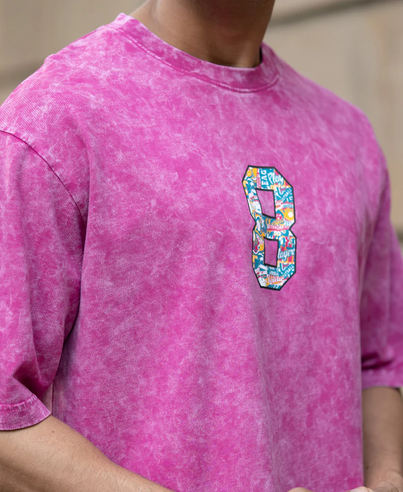 Fuchsia Pink Washed T-Shirt - Image 5