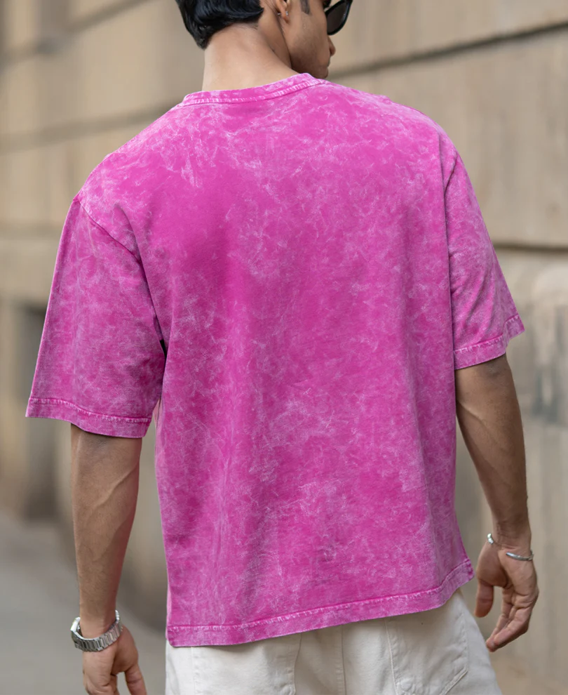 Fuchsia Pink Washed T-Shirt - Image 6