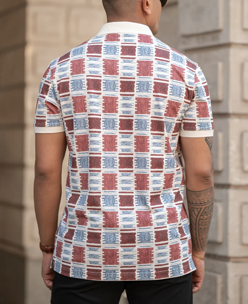 Geometric Print Polo T-Shirt Regular Fit - Image 5