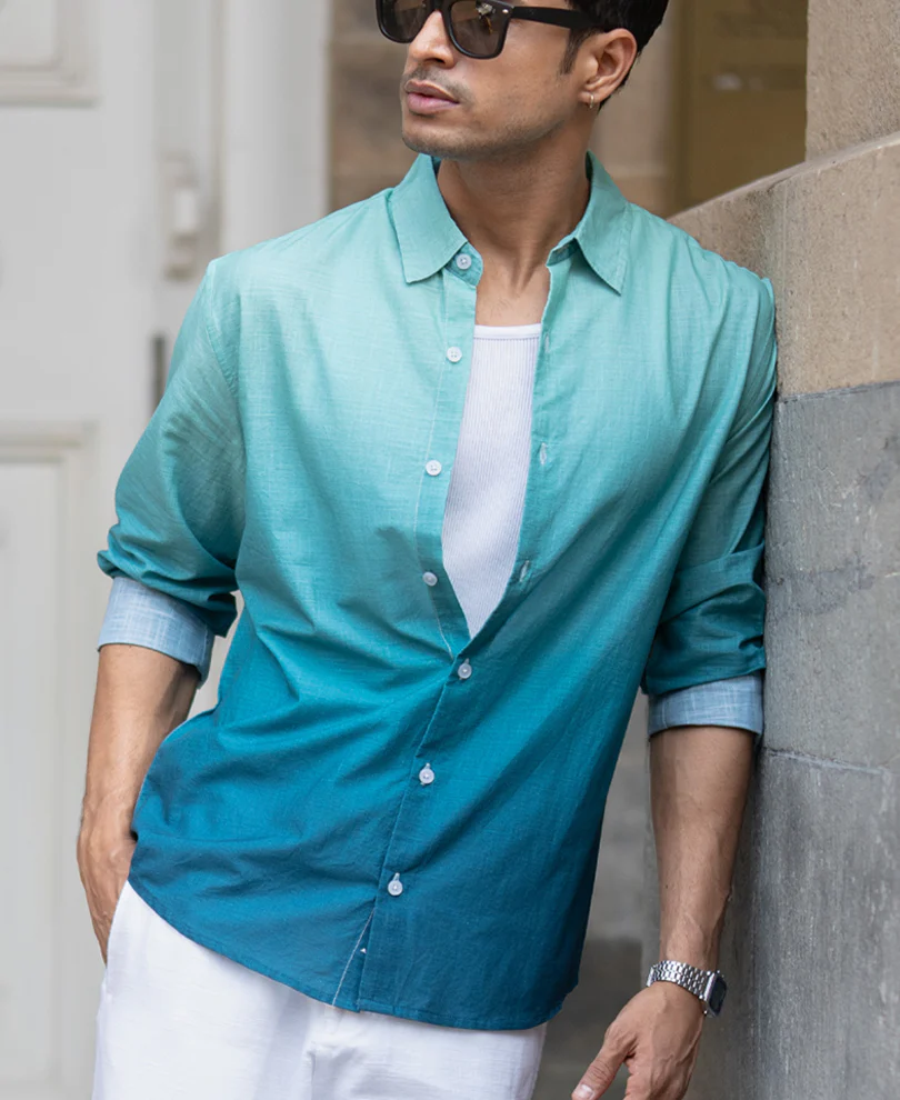 Green & Blue Lightweight Ombre Shirt