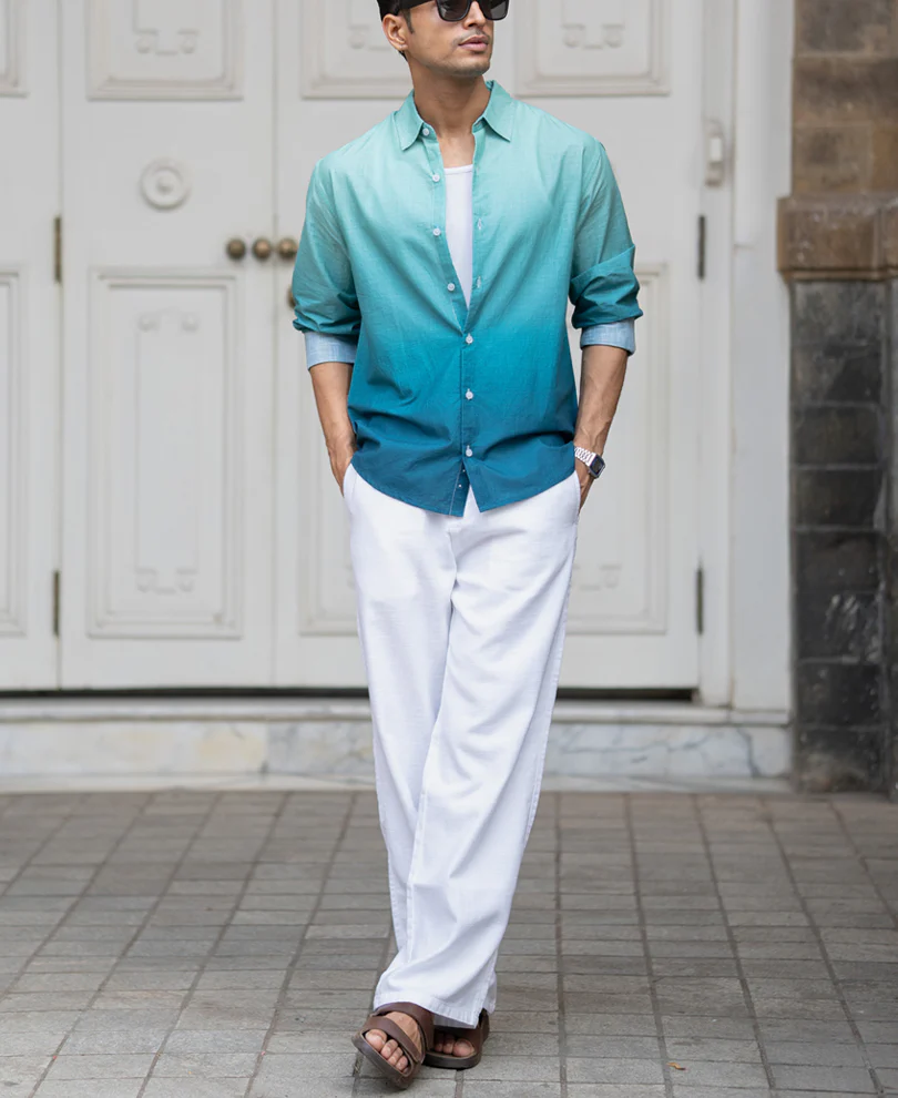 Green & Blue Lightweight Ombre Shirt - Image 7