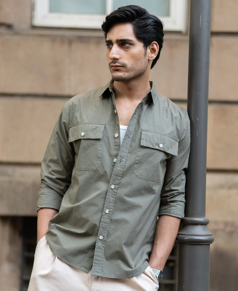Green Double Pocket Lightweight Shirt