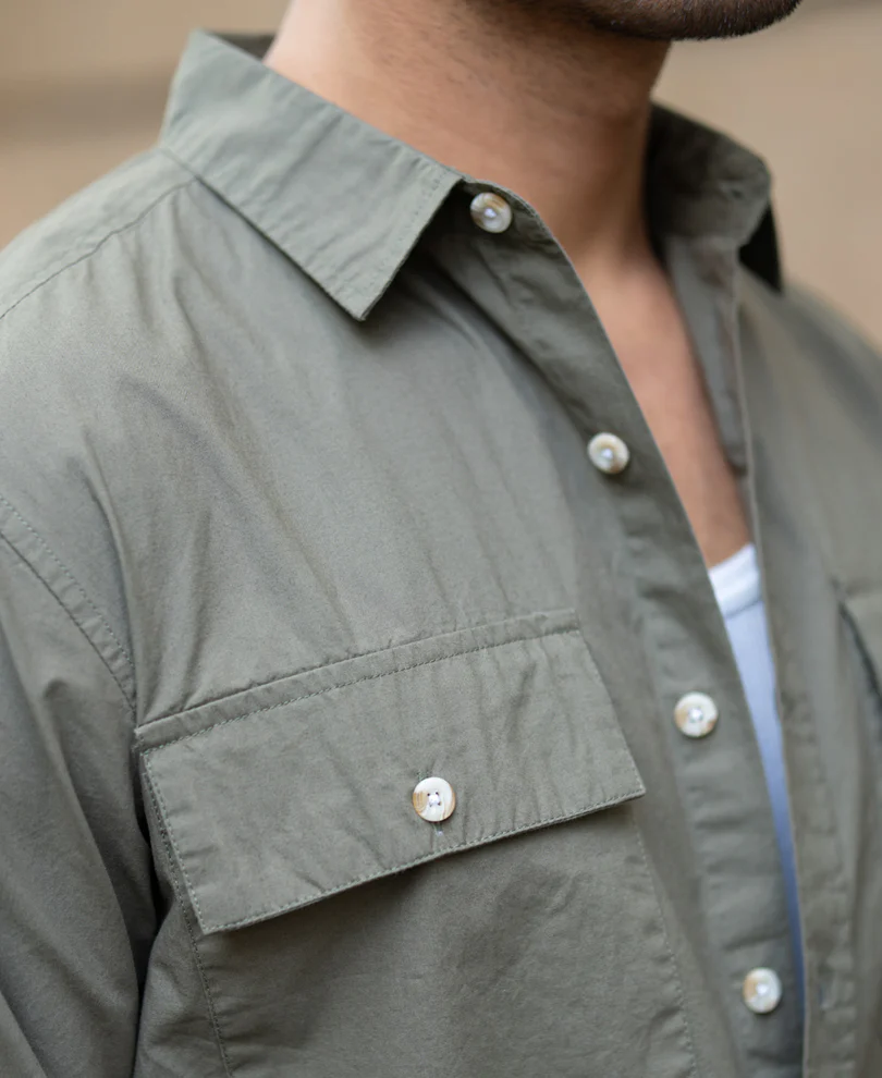 Green Double Pocket Lightweight Shirt - Image 3