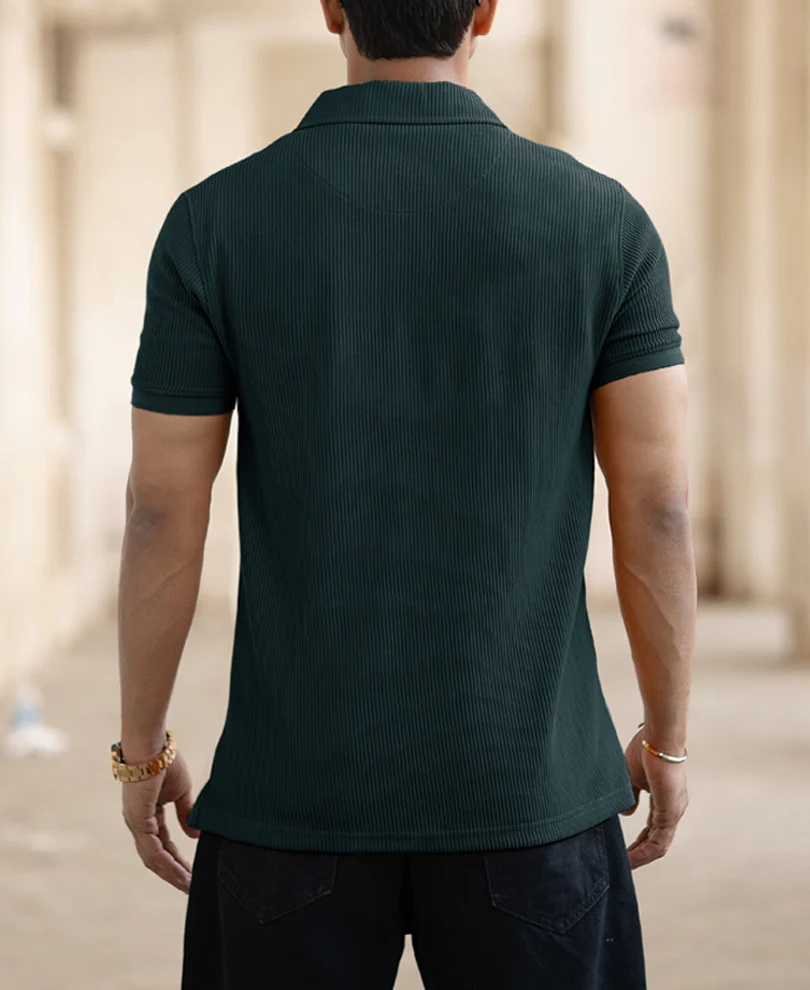Green Half Sleeves Regular Fit T-Shirt - Image 4