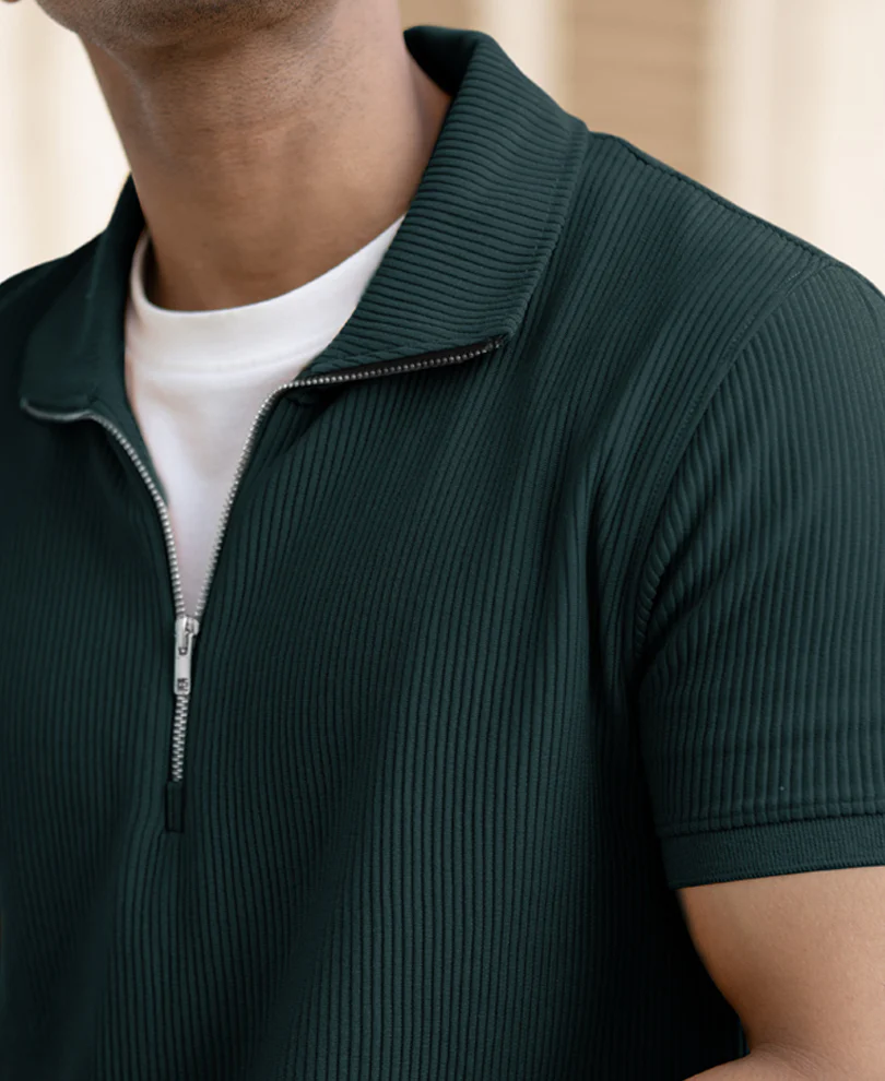 Green Half Sleeves Regular Fit T-Shirt - Image 5
