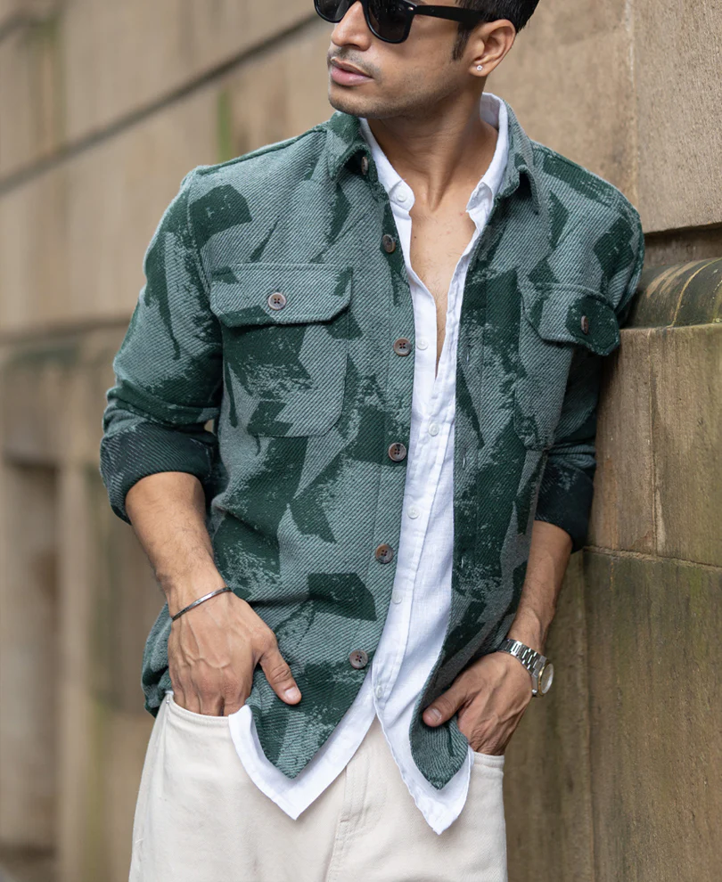 Green Jacquard Overshirt - Image 2