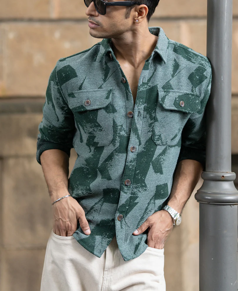 Green Jacquard Overshirt - Image 3