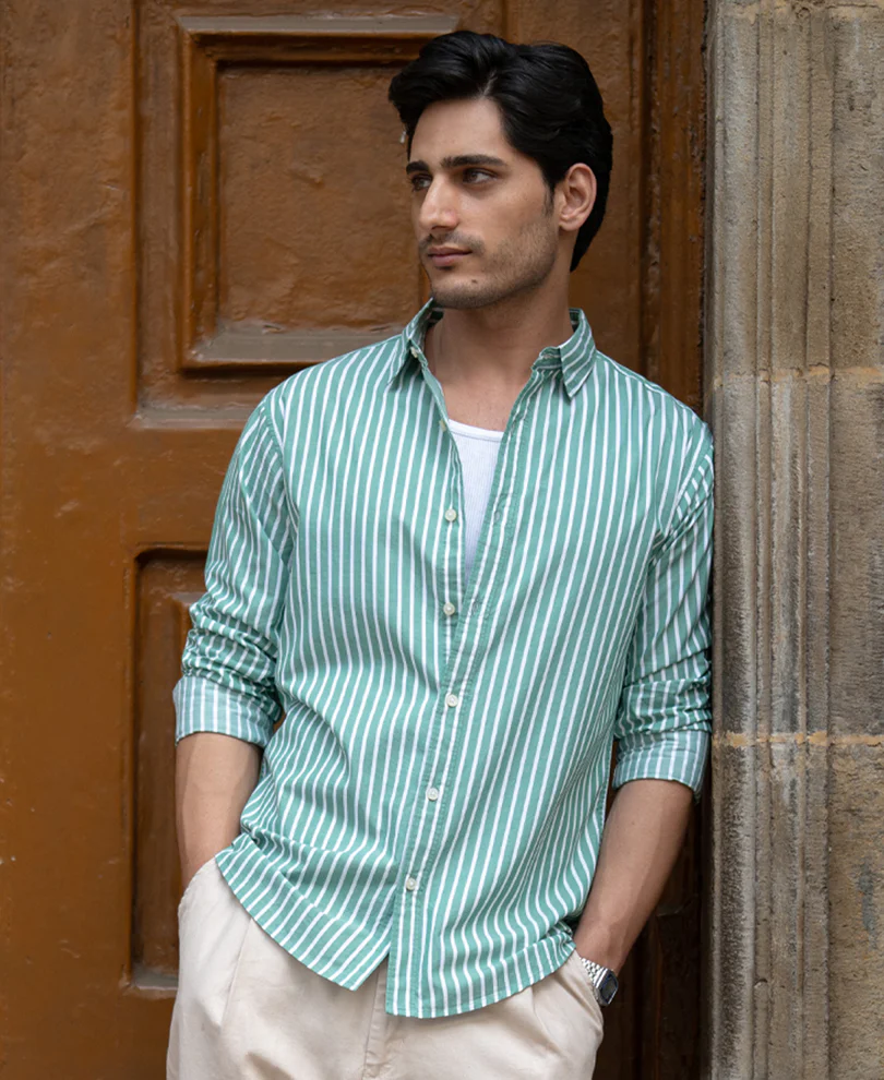 Green Lightweight Stripe Shirt