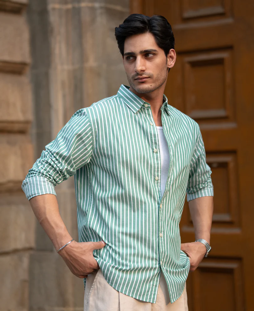 Green Lightweight Stripe Shirt - Image 3